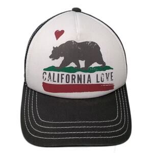 Brooklyn Hat Co. Trucker Hat Black White OS California Love Bear Heart Hat